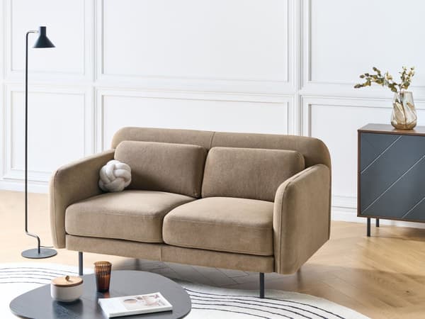 Soffa 2-sits Brun Tyg Vattenavvisande Klassisk Stil