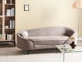Miniatyrbild 2 av 10: Soffa Brun Tyg Glamour Rundad Retro Stil 3-sits med Svarta Metall Ben
