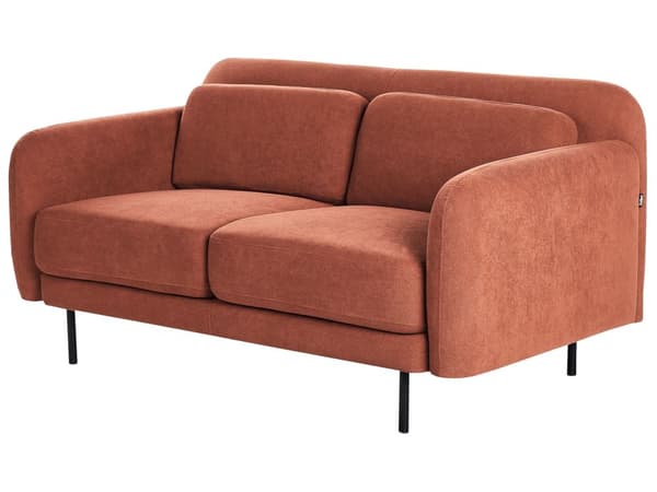 Sofa Orange Polyester 2 Personers Tyk Polstret Dyb Blød Stofsofa til Stuen Moderne Inspiration Stue Møbel