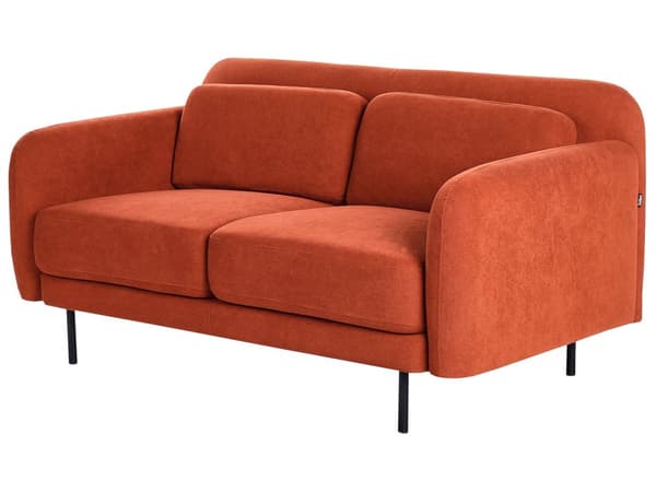 2-seters Sofa i Oransje Stoff Vannavvisende Sofa i Klassisk Stil