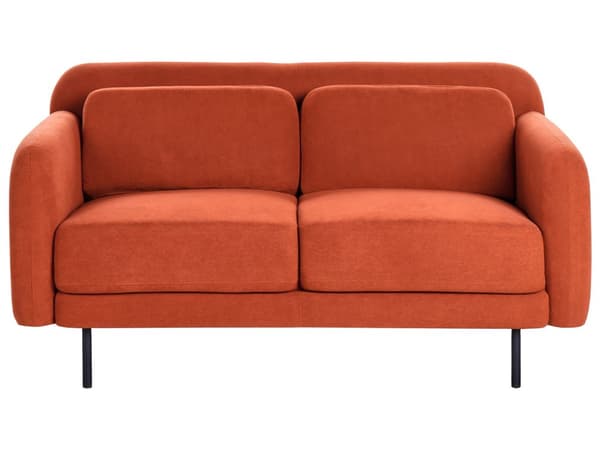 2-seters Sofa i Oransje Stoff Vannavvisende Sofa i Klassisk Stil