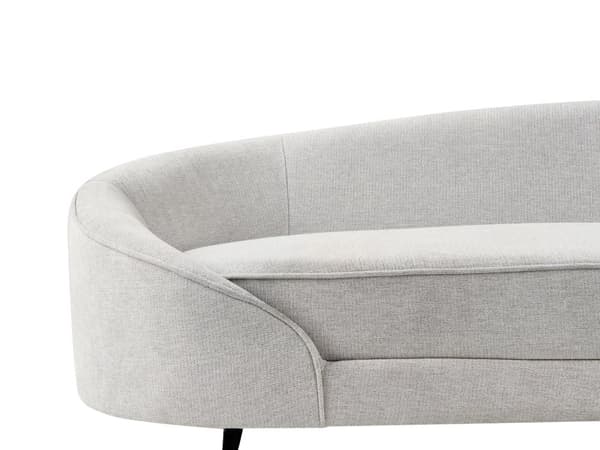 Sofa Off-White Stoff Glamour Buet Retro 3-seter med Svarte Metallben til Sofa