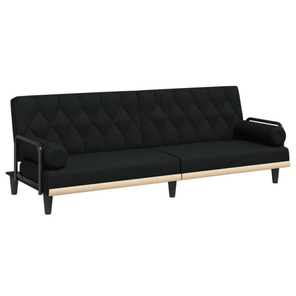 Bäddsoffa med armstöd svart tyg