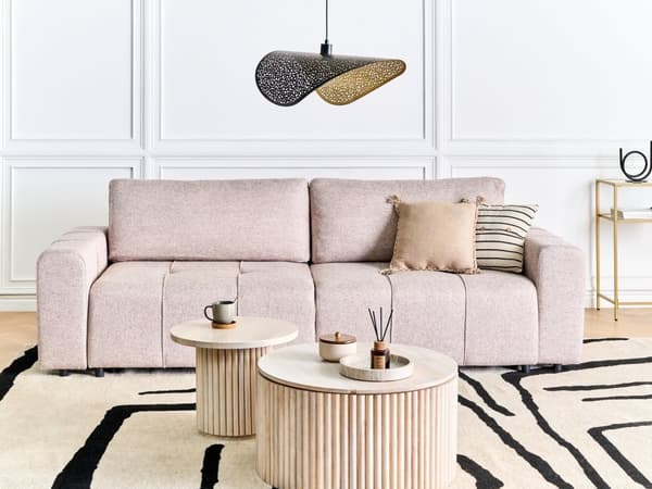 Sovesofa Brun Polyester 3 Personers Moderne Blød Sofa Sofaseng Tre Personers Designsofa Praktisk Splitback Stofsofa med Opbevaring