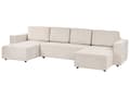 Miniatyrbillede 4 af 11: U Sovesofa Beige Polyester 4 Personers Designer Blød Uformet Sofa Moderne Sofaseng med Opbevaring til Stue Indretning Høj Kvalitet