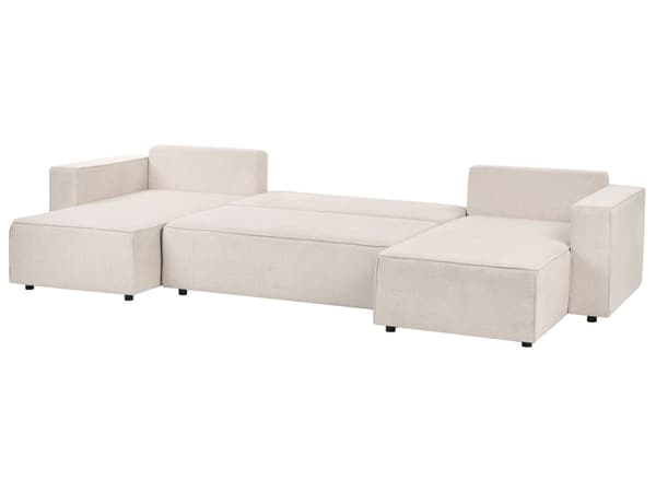 U Sovesofa Beige Polyester 4 Personers Designer Blød Uformet Sofa Moderne Sofaseng med Opbevaring til Stue Indretning Høj Kvalitet