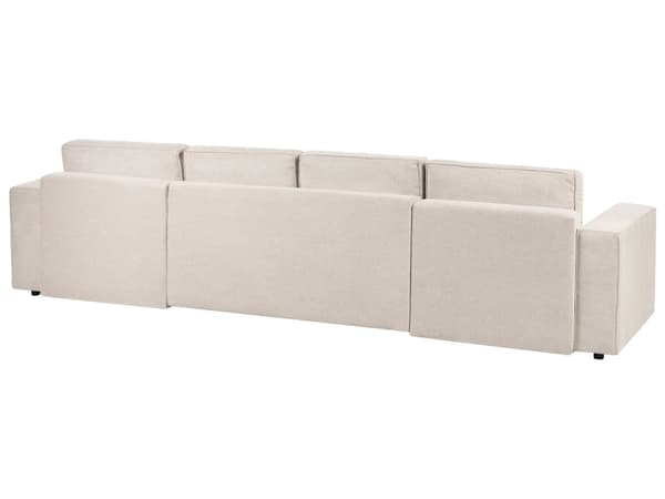 U Sovesofa Beige Polyester 4 Personers Designer Blød Uformet Sofa Moderne Sofaseng med Opbevaring til Stue Indretning Høj Kvalitet