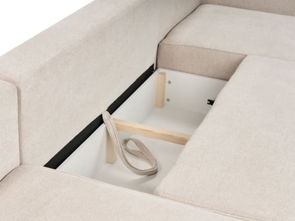 U Sovesofa Beige Polyester 4 Personers Designer Blød Uformet Sofa Moderne Sofaseng med Opbevaring til Stue Indretning Høj Kvalitet