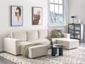 Miniatyrbillede 2 af 11: U Sovesofa Beige Polyester 4 Personers Designer Blød Uformet Sofa Moderne Sofaseng med Opbevaring til Stue Indretning Høj Kvalitet