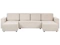 Miniatyrbillede 1 af 11: U Sovesofa Beige Polyester 4 Personers Designer Blød Uformet Sofa Moderne Sofaseng med Opbevaring til Stue Indretning Høj Kvalitet