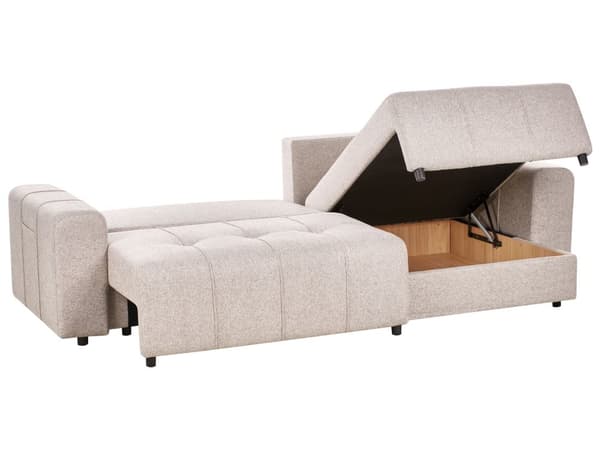 Sovesofa med Chaiselong Brun 3 Personers Sofa L Formet Dyb Sofaseng Siddemøbel Blød Stofsofa Design Hjørnesovesofa med Opbevaring