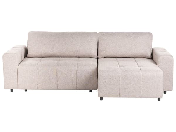 Sovesofa med Chaiselong Brun 3 Personers Sofa L Formet Dyb Sofaseng Siddemøbel Blød Stofsofa Design Hjørnesovesofa med Opbevaring