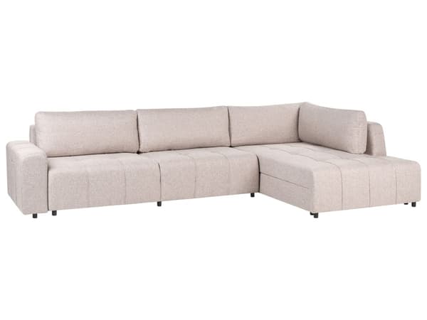Sovesofa med Chaiselong Brun 4 Personers Sofa L Formet Dyb Sofaseng Siddemøbel Blød Stofsofa Design Hjørnesovesofa med Opbevaring