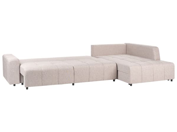 Sovesofa med Chaiselong Brun 4 Personers Sofa L Formet Dyb Sofaseng Siddemøbel Blød Stofsofa Design Hjørnesovesofa med Opbevaring