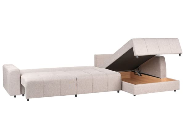 Sovesofa med Chaiselong Brun 4 Personers Sofa L Formet Dyb Sofaseng Siddemøbel Blød Stofsofa Design Hjørnesovesofa med Opbevaring