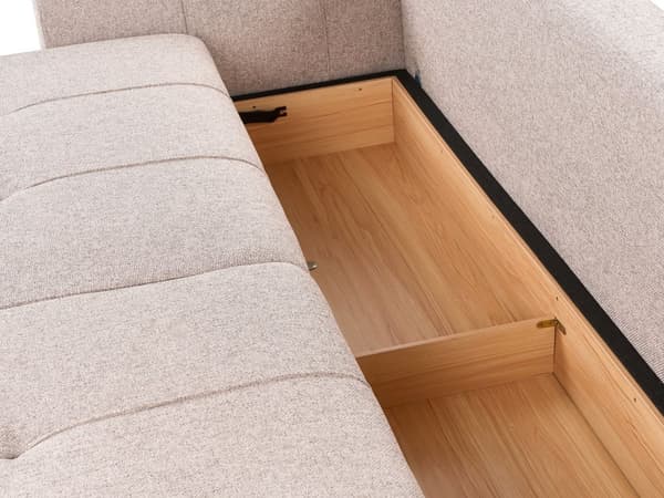 Sovesofa med Chaiselong Brun 4 Personers Sofa L Formet Dyb Sofaseng Siddemøbel Blød Stofsofa Design Hjørnesovesofa med Opbevaring