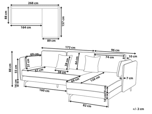 Hjørnesofa med Chaiselong Off White Boucle 3 Personers Sofa L Formet Dyb Sofahjørne Siddemøbel Blød Stofsofa Venstrevendt