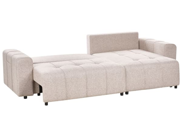 Bäddsoffa 3-sits Vänster Hörnsoffa Ljusbrun Tygklädsel med Förvaring Tjockt Vadderad Modern Stil Vardagsrumsmöbler