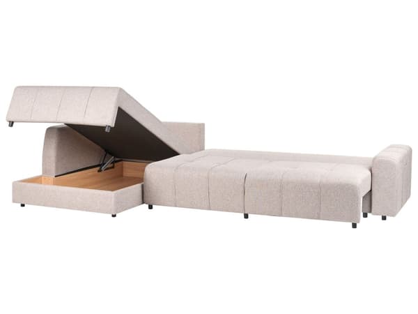 Bäddsoffa 4-sits Höger Hörnsoffa Ljusbrun Tygklädsel med Förvaring Tjockt Vadderad Modern Stil Vardagsrumsmöbler