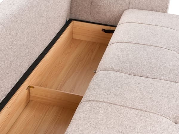Bäddsoffa 4-sits Höger Hörnsoffa Ljusbrun Tygklädsel med Förvaring Tjockt Vadderad Modern Stil Vardagsrumsmöbler