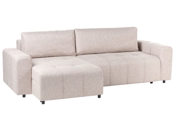 Bäddsoffa 3-sits Höger Hörnsoffa Ljusbrun Tygklädsel med Förvaring Tjockt Vadderad Modern Stil Vardagsrumsmöbler