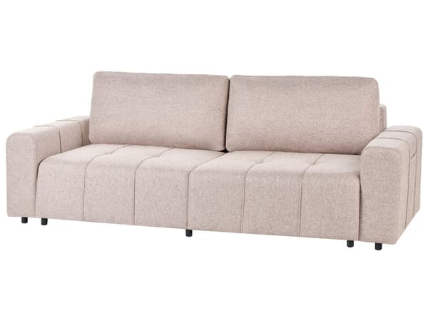 Sovesofa Lysebrun Stoff med Oppbevaring 3-seters Sofa Tykt polstret Stue Moderne