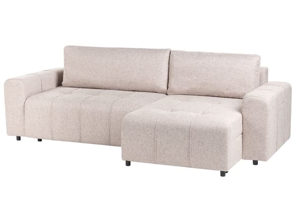 3-seters Hjørnesofa Lysebrun Stoff med Oppbevaring Tykt polstret Sovesofa Venstrevendt Stuemøbler Moderne