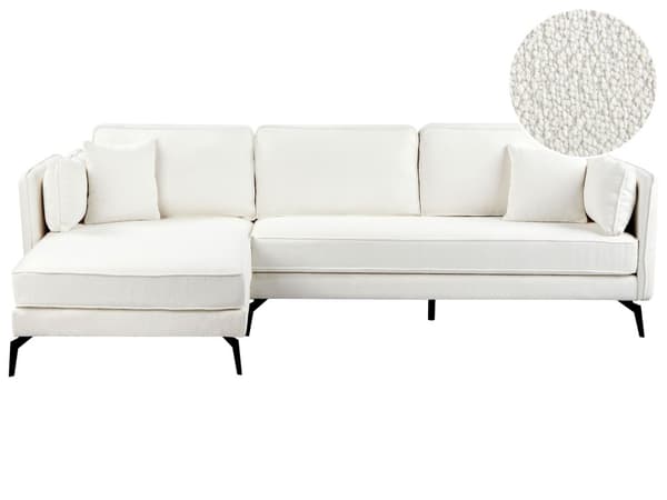 Høyre Hjørnesofa Off-White Boucle Metallben Pute Ryggstøtte Spredte Puter Moderne Design