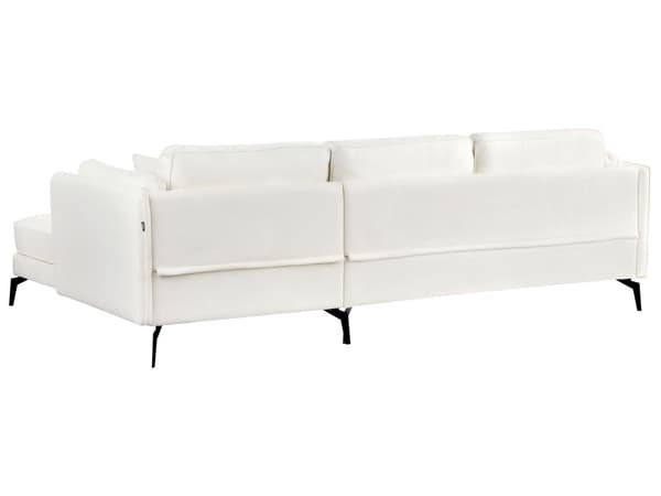 Venstre Hjørnesofa Off-White Boucle Metallben Pute Ryggstøtte Spredte Puter Moderne Design