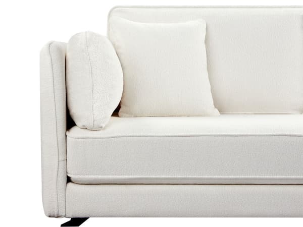 Venstre Hjørnesofa Off-White Boucle Metallben Pute Ryggstøtte Spredte Puter Moderne Design