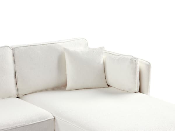 Venstre Hjørnesofa Off-White Boucle Metallben Pute Ryggstøtte Spredte Puter Moderne Design