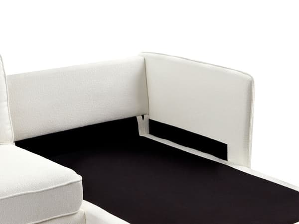 Venstre Hjørnesofa Off-White Boucle Metallben Pute Ryggstøtte Spredte Puter Moderne Design