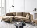 Miniatyrbilde 2 av 11: Hjørnesofa Beige Fløyel Metallben Venstrevendt 3-seter Ryggputer Pynteputer Moderne Design Stue