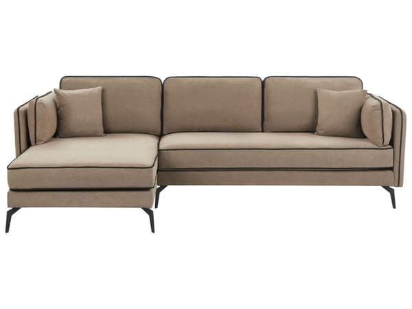 Hjørnesofa Beige Fløyel Metallben Venstrevendt 3-seter Ryggputer Pynteputer Moderne Design Stue