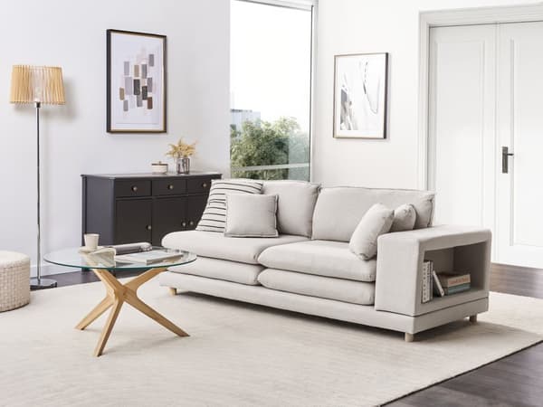 Soffa Beige Tyg Stoppad 2-sits Kuddar Ryggstöd Flyttbara Kuddar Flexibel Arrangemang Modern Vardagsrum Soffa