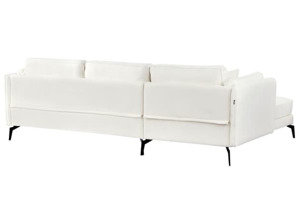 Hörnsoffa Höger Off-White Klädsel Metallben Kudde Ryggstöd Prydnadskuddar Modern Design