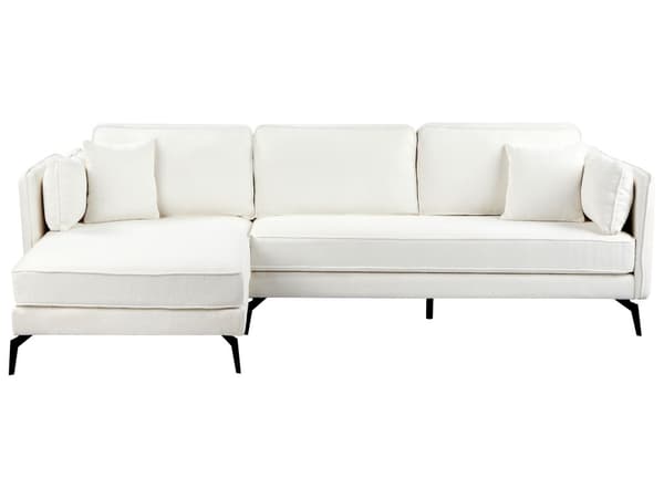 Hörnsoffa Höger Off-White Klädsel Metallben Kudde Ryggstöd Prydnadskuddar Modern Design