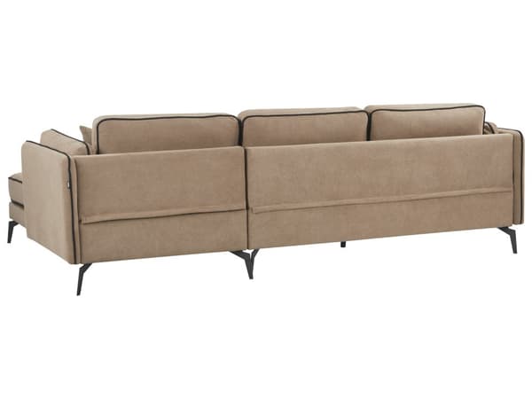 Hörnsoffa Vänster Brun Klädsel Metallben Kudde Ryggstöd Prydnadskuddar Modern Design