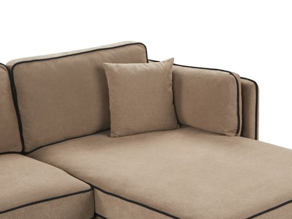 Hörnsoffa Vänster Brun Klädsel Metallben Kudde Ryggstöd Prydnadskuddar Modern Design