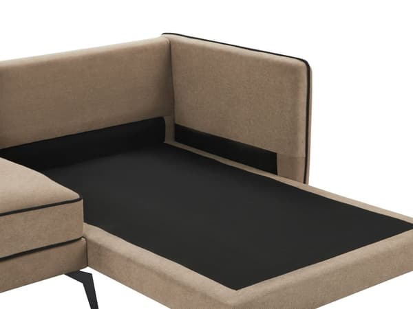 Hörnsoffa Vänster Brun Klädsel Metallben Kudde Ryggstöd Prydnadskuddar Modern Design