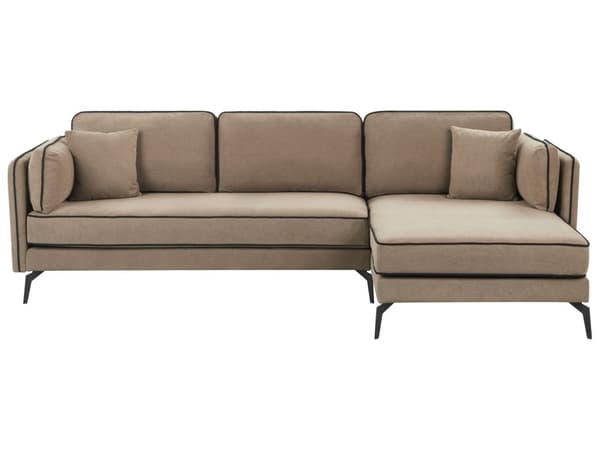 Hörnsoffa Vänster Brun Klädsel Metallben Kudde Ryggstöd Prydnadskuddar Modern Design