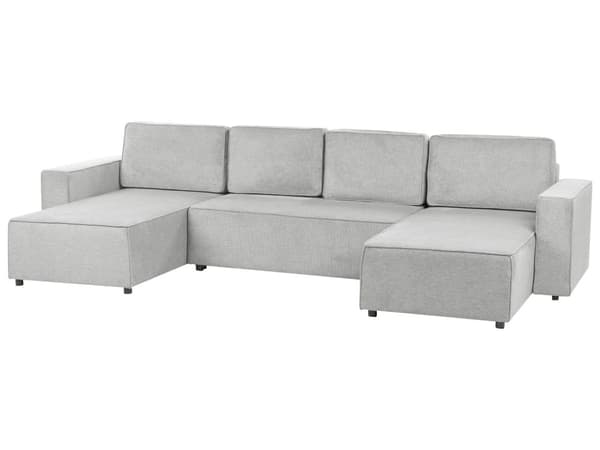 U Sovesofa Beige Polyester 4 Personers Designer Blød Uformet Sofa Moderne Sofaseng med Opbevaring til Stue Indretning Høj Kvalitet