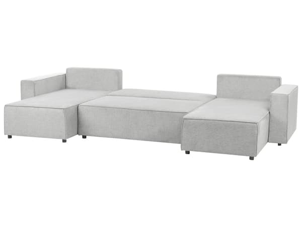 U Sovesofa Beige Polyester 4 Personers Designer Blød Uformet Sofa Moderne Sofaseng med Opbevaring til Stue Indretning Høj Kvalitet