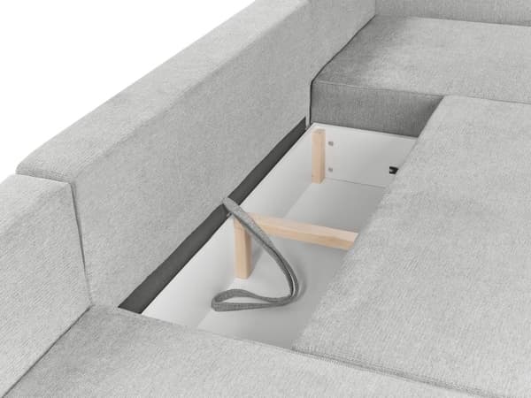 U Sovesofa Beige Polyester 4 Personers Designer Blød Uformet Sofa Moderne Sofaseng med Opbevaring til Stue Indretning Høj Kvalitet