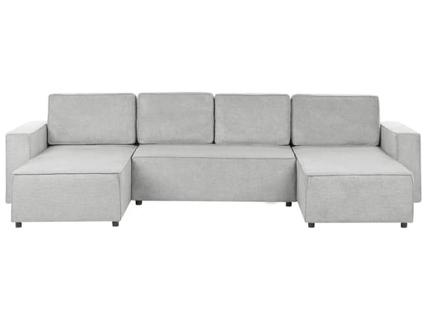 U Sovesofa Beige Polyester 4 Personers Designer Blød Uformet Sofa Moderne Sofaseng med Opbevaring til Stue Indretning Høj Kvalitet