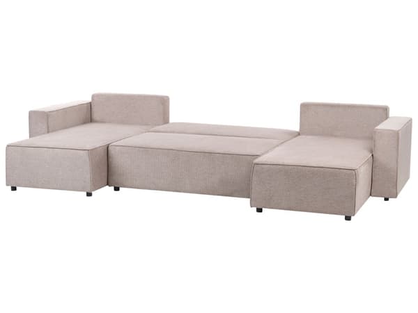 U Sovesofa Beige Polyester 4 Personers Designer Blød Uformet Sofa Moderne Sofaseng med Opbevaring til Stue Indretning Høj Kvalitet