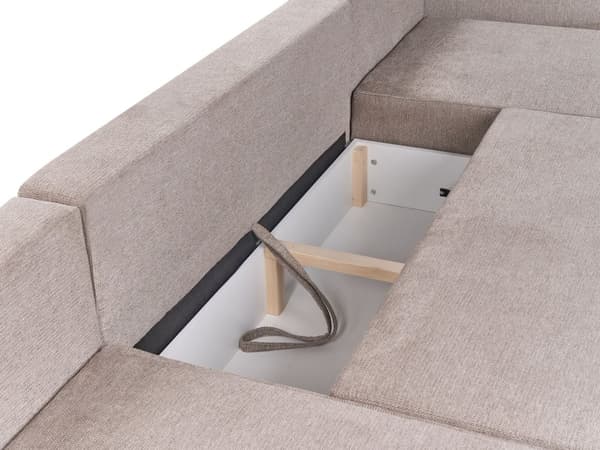 U Sovesofa Beige Polyester 4 Personers Designer Blød Uformet Sofa Moderne Sofaseng med Opbevaring til Stue Indretning Høj Kvalitet