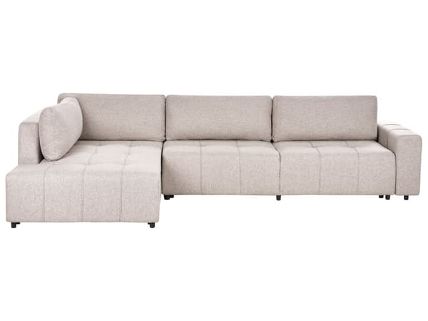 4 Hjørneseter Sovesofa Høyrehendt Lysebrun Stoffpolstring med Oppbevaring Tykt Polstret Moderne Stil Stue Møbler