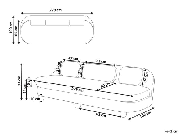 3 seters Sofa Lysebrunt Polyester Stoff Metallben Loveseat Sofa Sofa Stue Møbler