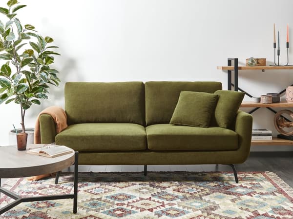 3 seters Sofa Mørkegrønt Polyester Stoff Metallben Loveseat Sofa Sofa Stue Møbler